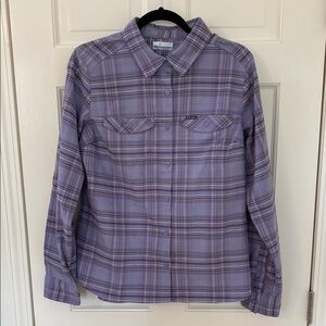 Columbia Purple Plaid Button-Up Shirt Large